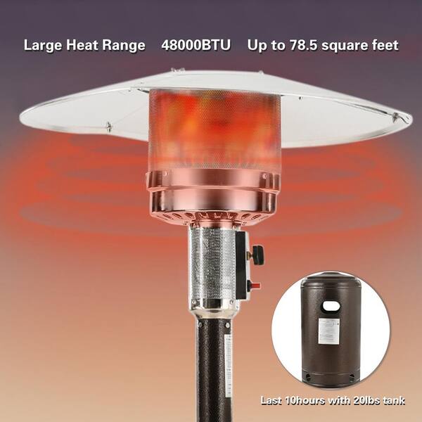 87 in. 48000 BTU Bronze Outdoor Garden Patio Heater Standing Propane Gas  Heater with Moving Wheels GM-LH-236 - The Home Depot