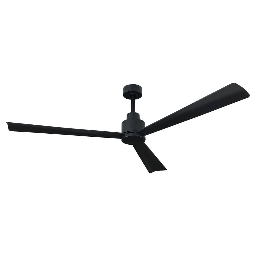 52-Inch Matte Black Reversible 3-Blade Ceiling Fan with Remote