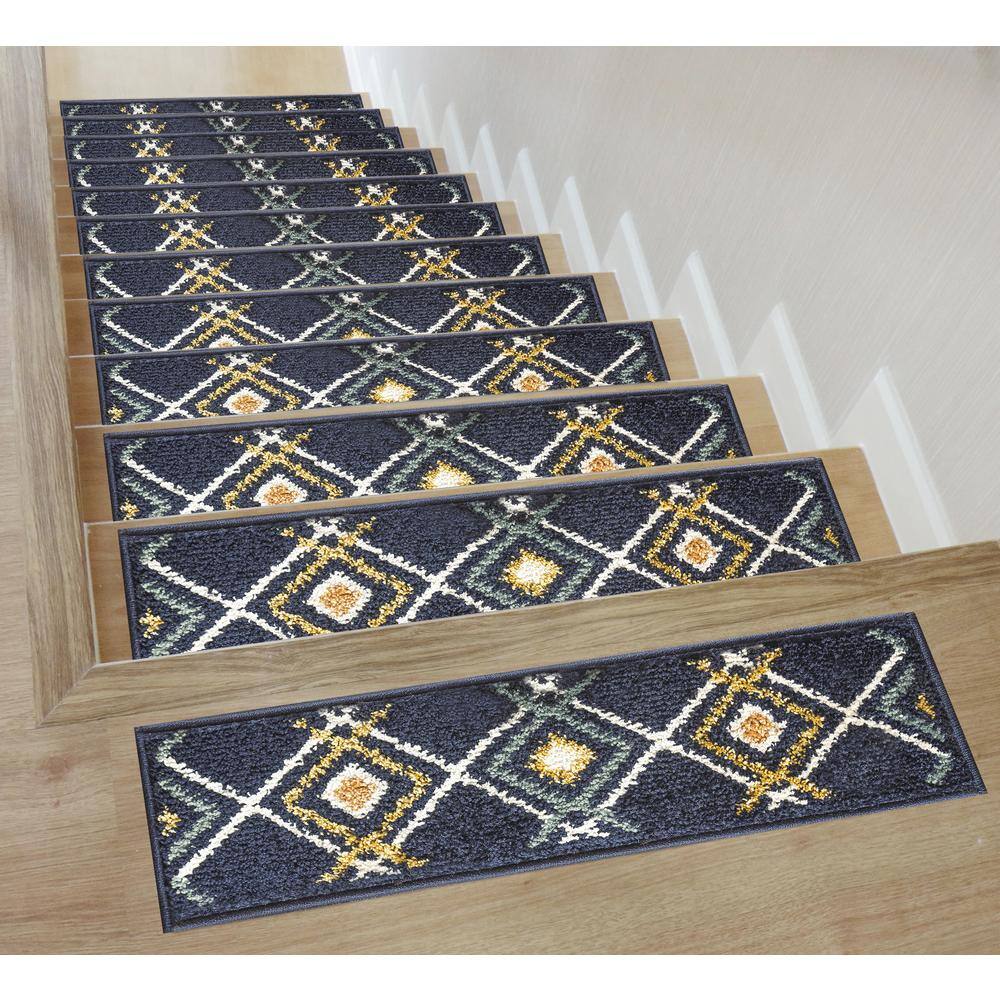 The Sofia Rugs Stair Carpet Treads - 9in x 28in Washable Non Slip Stair Grips for Staircase Steps - Gray Modern Stair Carpet Runner with Rubber