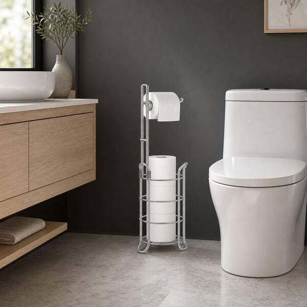 Numhew Freestanding Toilet Paper Holder in Silver, Toilet Tissue