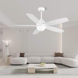 52 in. W Indoor White Modern Ceiling Fan with 3 Color Temperature LED with Remote Control and Reversible DC Motor