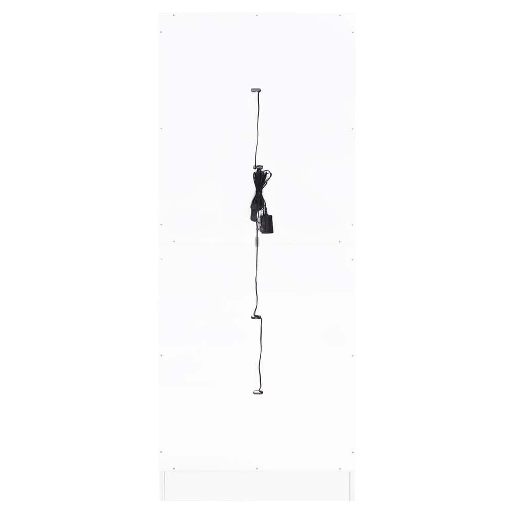White High Gloss Lighted Glass Curio Cabinet with Shelves