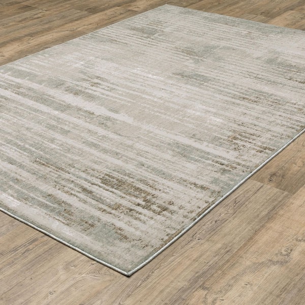 Muse Beige/Blue 10 ft. x 13 ft. Earthy Abstract Distressed Polyester/Polypropylene Blend Indoor Area Rug
