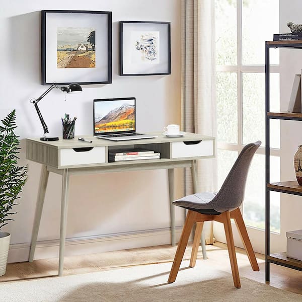 Costway Computer Desk Wooden Writing Desk Modern Home Office Workstation Pc  Laptop Table For Small Space White : Target