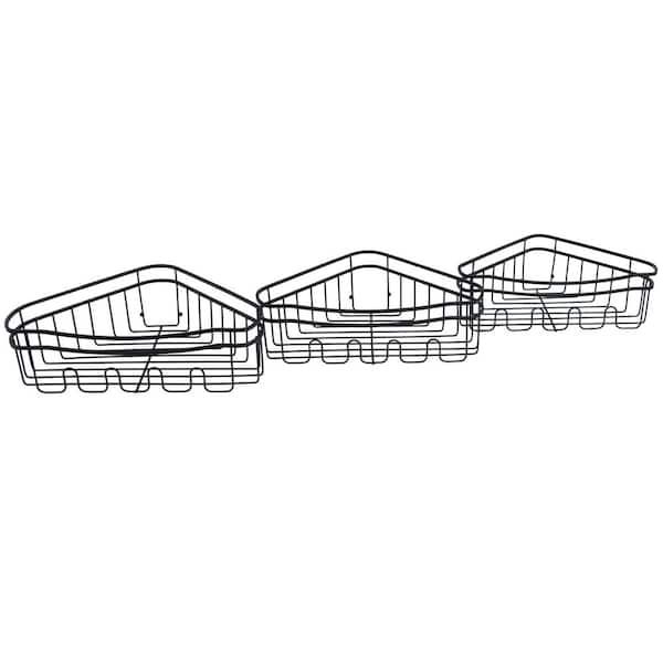3 Piece Cornered Mount Shower Caddy Shelves in Black