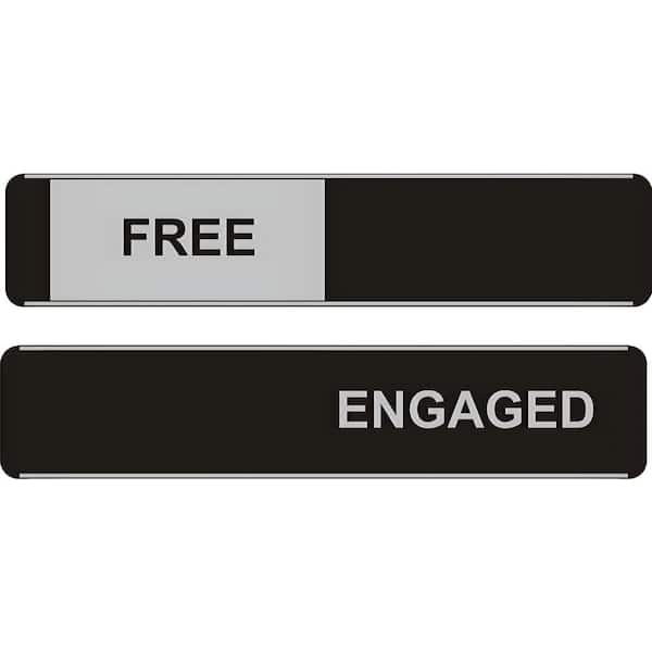 SECO Meeting Room Sign- Free or Engaged , Sliding Aluminum, Wall Decor Signs, 2 in. x 10 in. 8 oz. Black and Silver