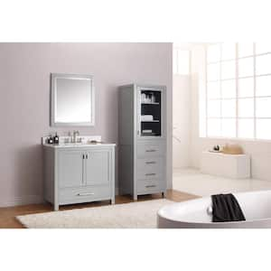 Modero 31 in. W x 22 in. D x 35 in. H Vanity in Chilled Gray with Marble Vanity Top in Carrera White and White Basin