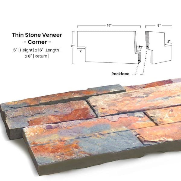 California 6 x 16 x 8 in. Gold Stone Natural Stacked Veneer Corner Siding Exterior/Interior Wall Tile 2-Box/14.6 sq. ft.