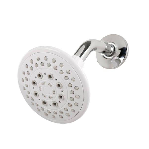 Glacier Bay 5-Spray 5 in. Single Wall Mount Fixed Adjustable Shower Head in White