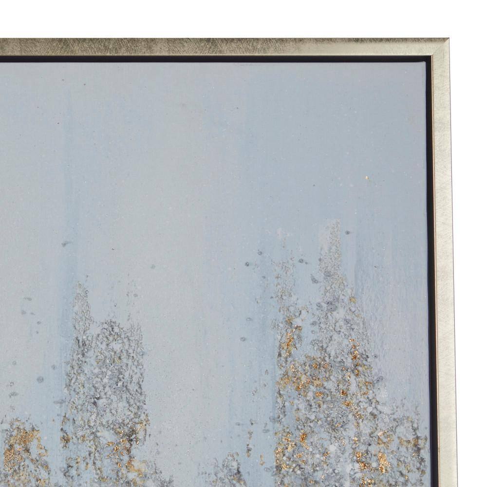 Large Silver Framed Abstract Canvas Wall Art