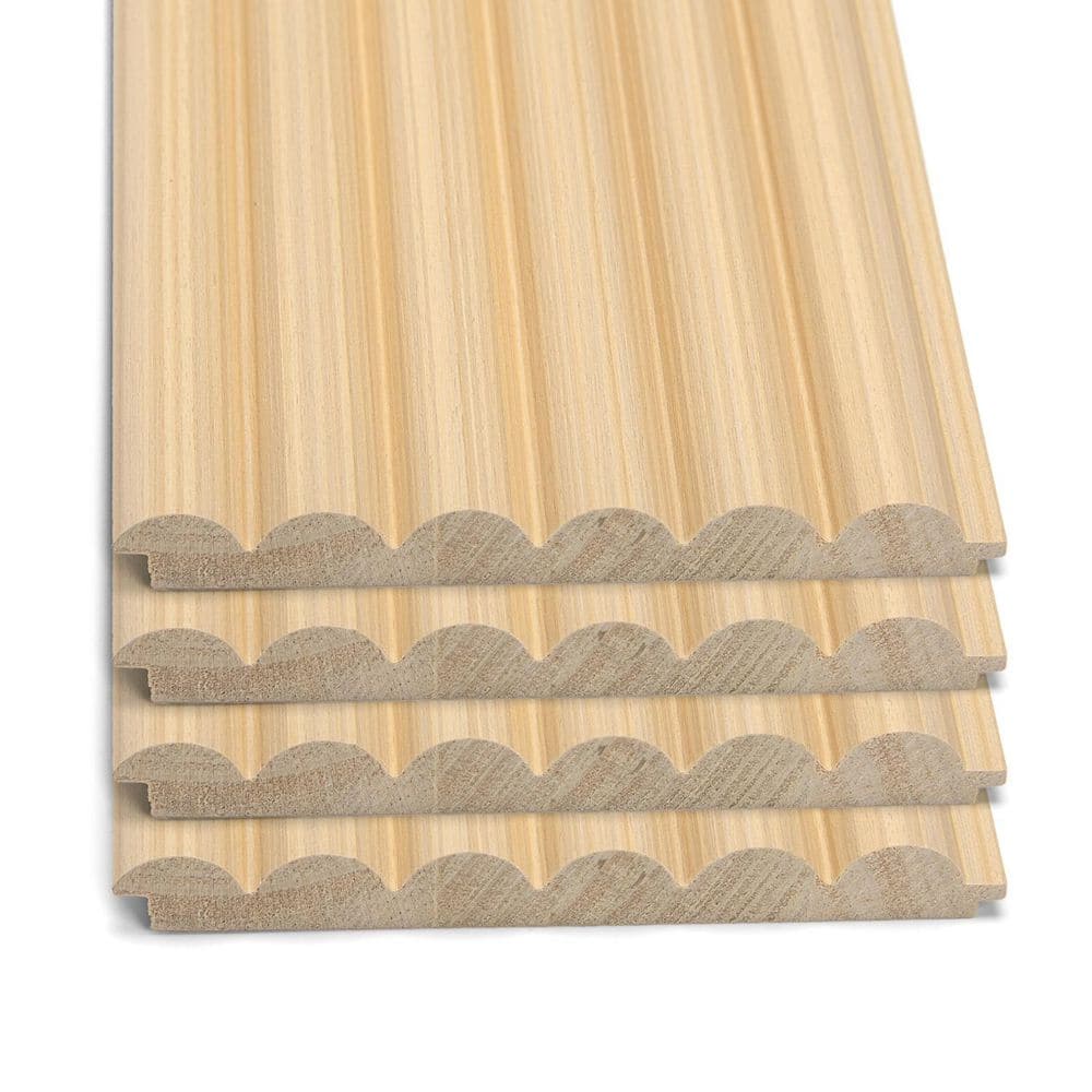 Art3dwallpanels Rounded Fluted Natural Oak 8-1/2 ft. x 1/2 ft. x 2/3 in ...