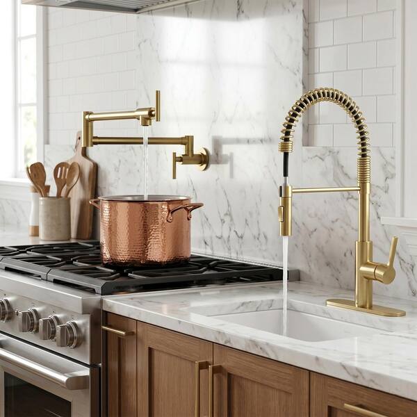ANZZI Ola Series Brushed Gold 22 in. H Touchless Pull-Down Sprayer