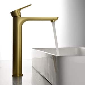 Nadera Single-Handle Single-Hole Deck Mount Bathroom Faucet Spot Resistant in Blush Gold