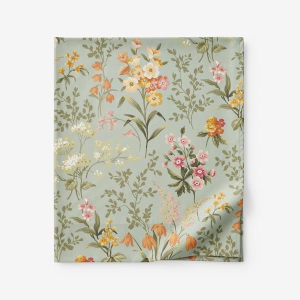 The Company Store Legends Hotel Sage Green Blooming Elegance Wrinkle-Free Sateen Twin/Twin XL Flat Sheet