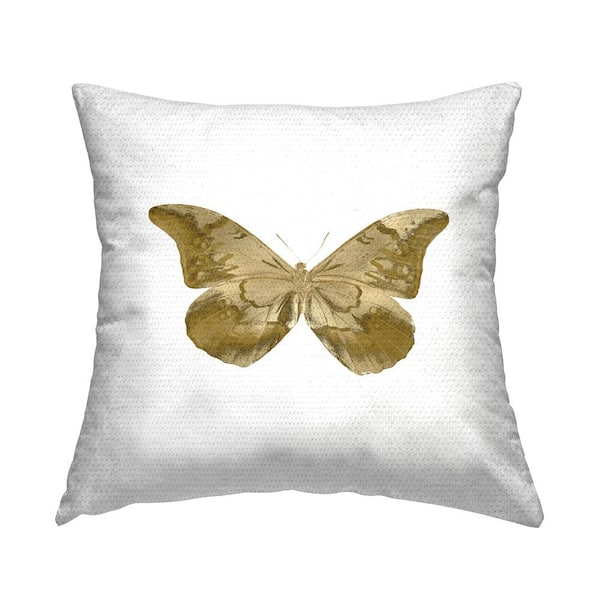 Stupell Industries Mod Ochre Butterfly Wings Gold Square Outdoor Throw Pillow