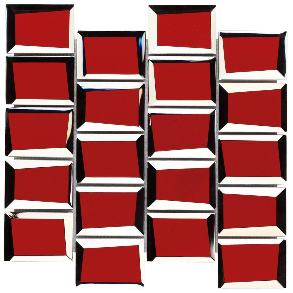 Kaur Red Polished Glass Mosaic Wall Tile