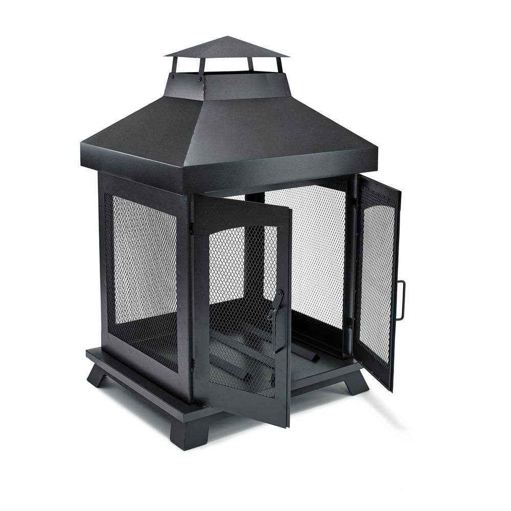 Black Steel 45" Wood Burning Outdoor Chimenea