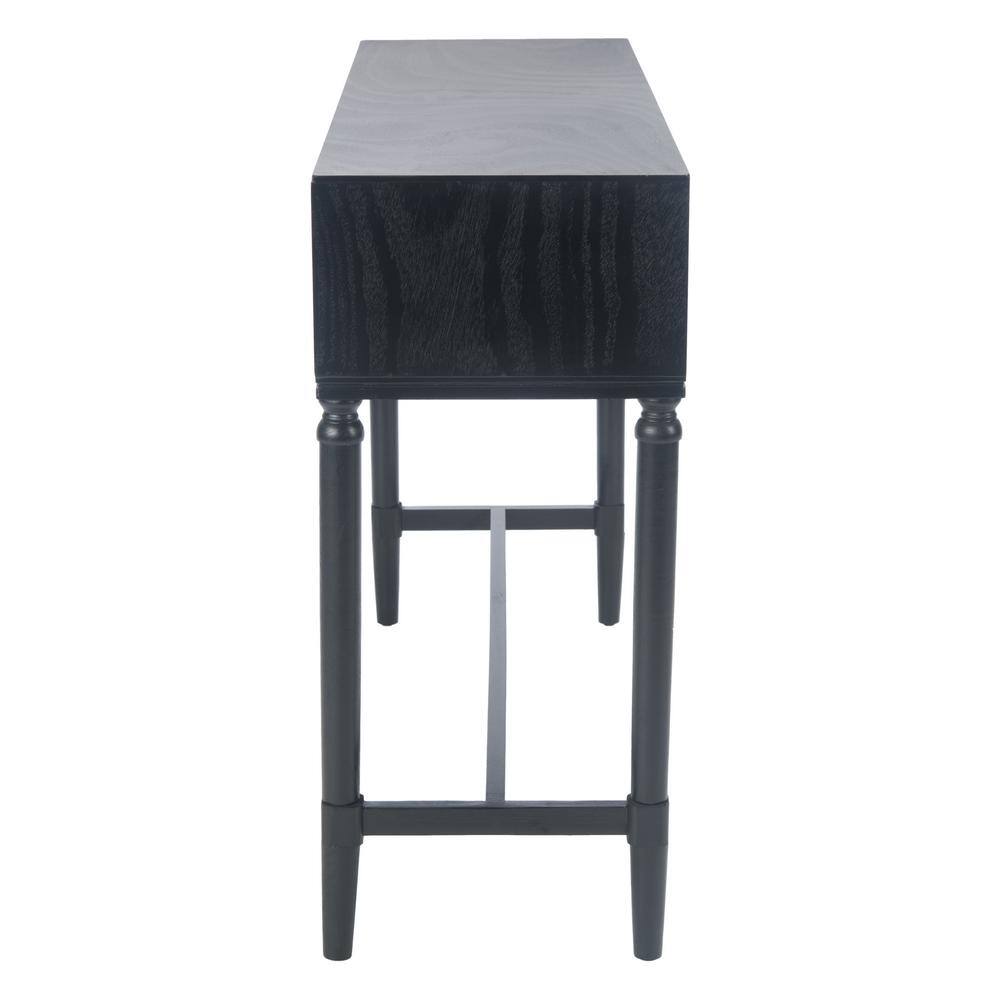Riviera Elegance Black Wood and Metal Console Table with Storage
