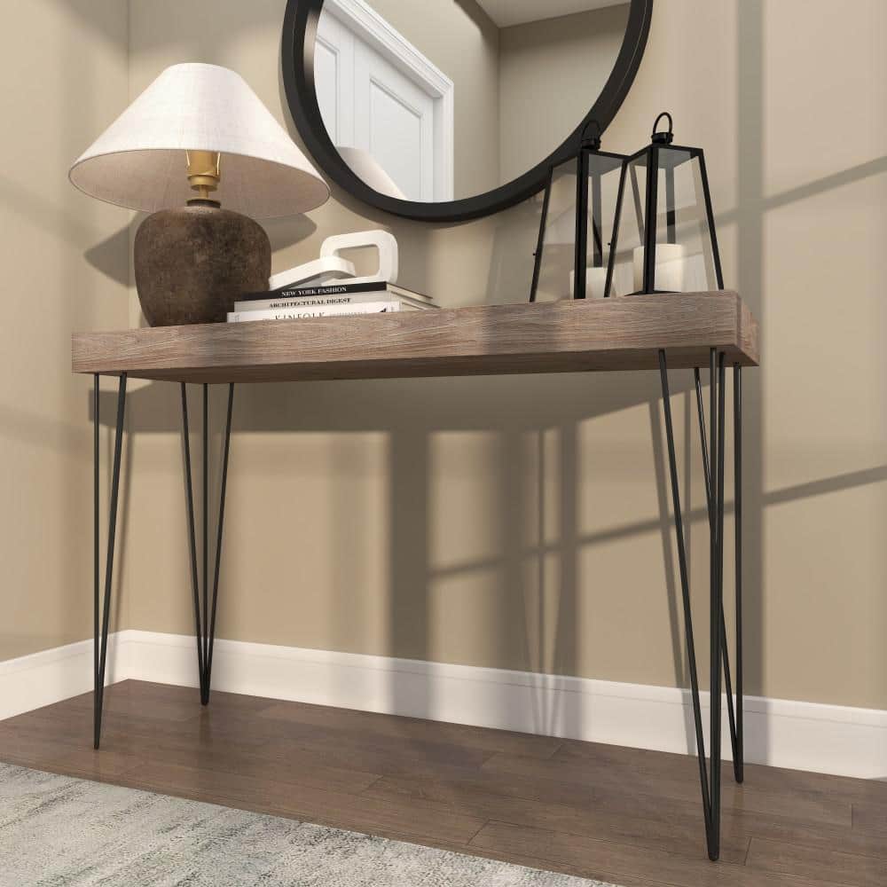 Modern Wood and Metal Console Table with Storage, 47'' Brown
