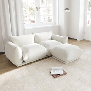 77 in. Square Arm 2-Seater Removable Cushions Sofa in Beige