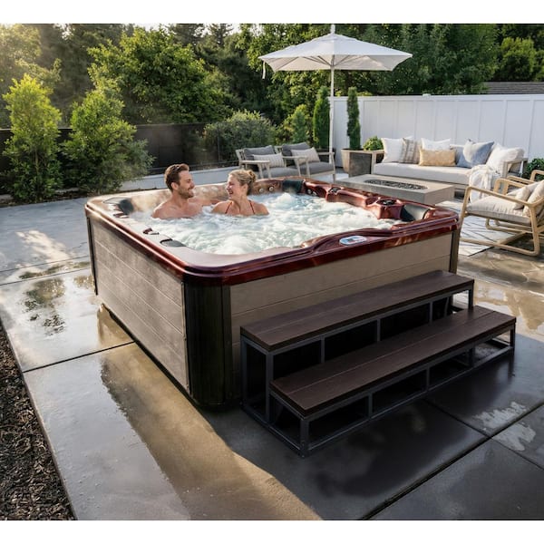 American Spas 7-Person 100-Jet Premium Acrylic Bench Spa Standard