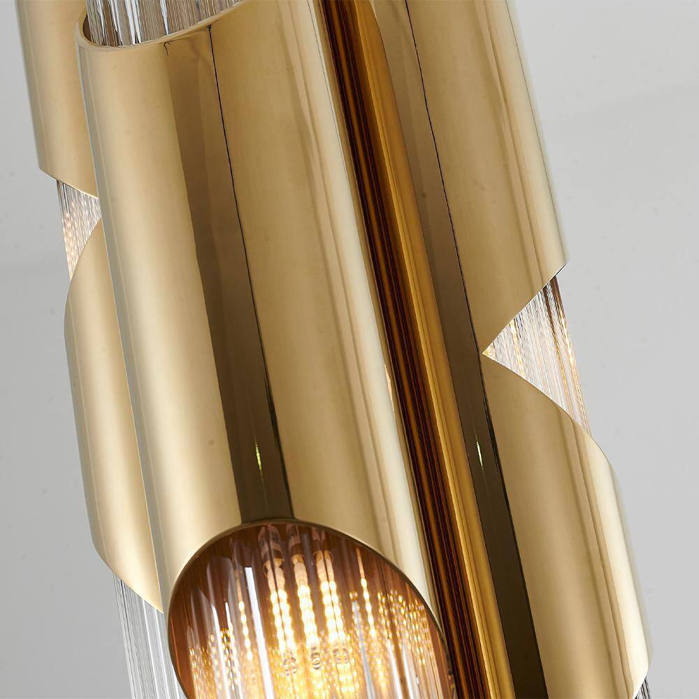 Gold 36" Glass and Stainless Steel 6-Light Pendant