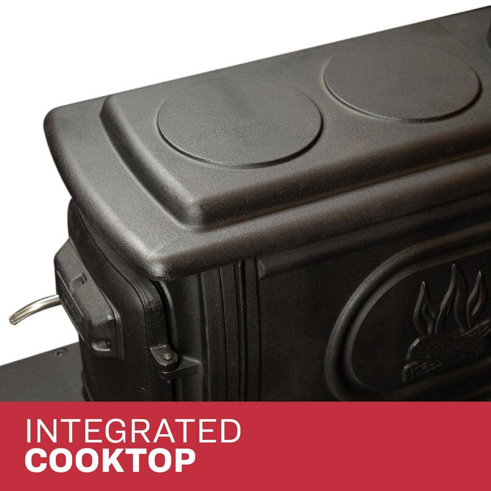 Flat Black Cast Iron Freestanding Wood Stove with Cool Touch Handle