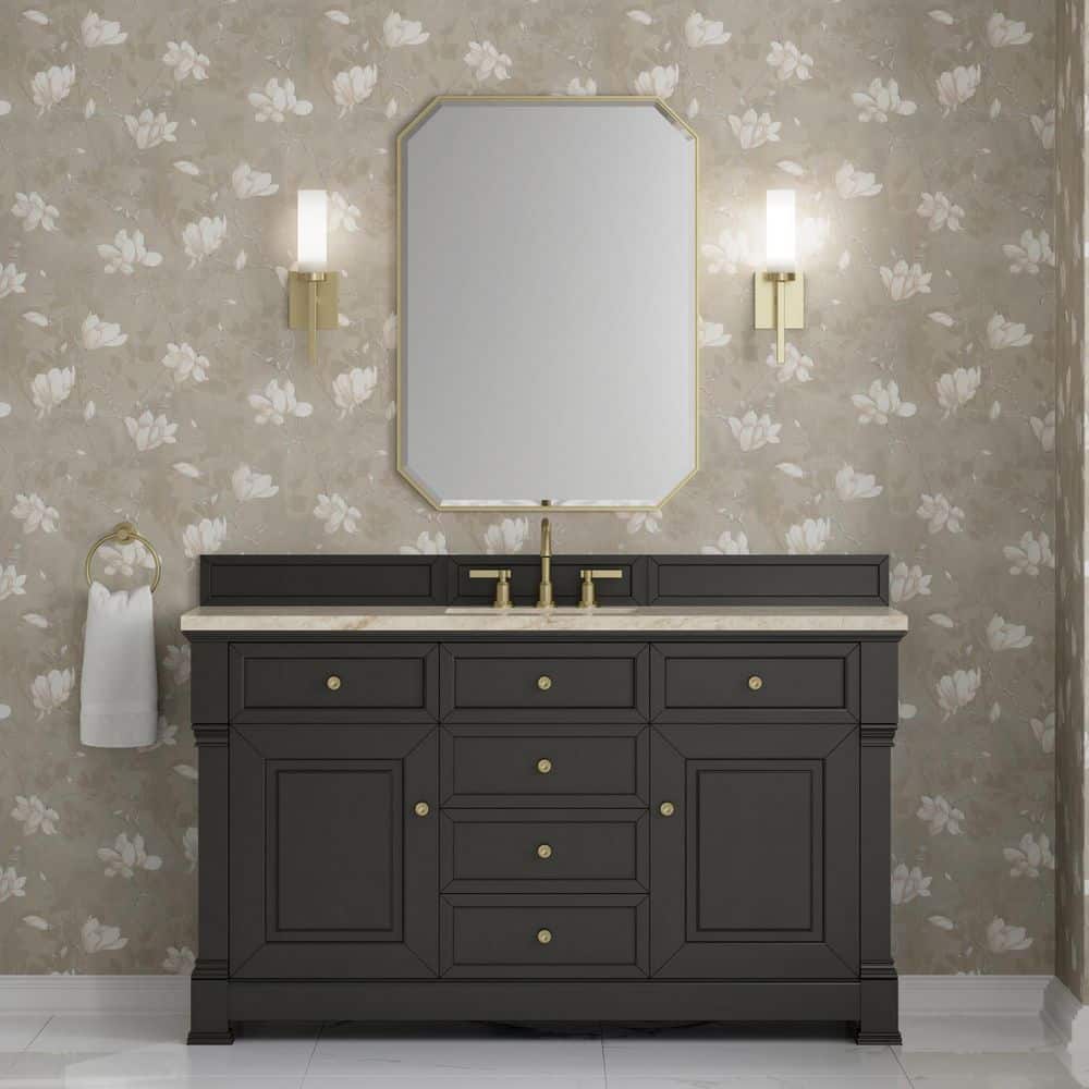 Brookfield 60.0 in. Single Bath Vanity in Black Onyx with Tajnar Wireless Charging Engineered Composite Top price history on PriceWatchPro