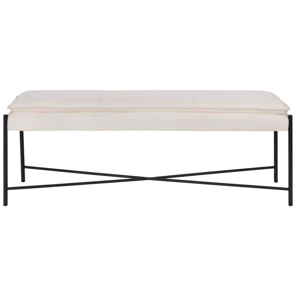 Kara Cushioned X Bench Light Beige/Black - Safavieh