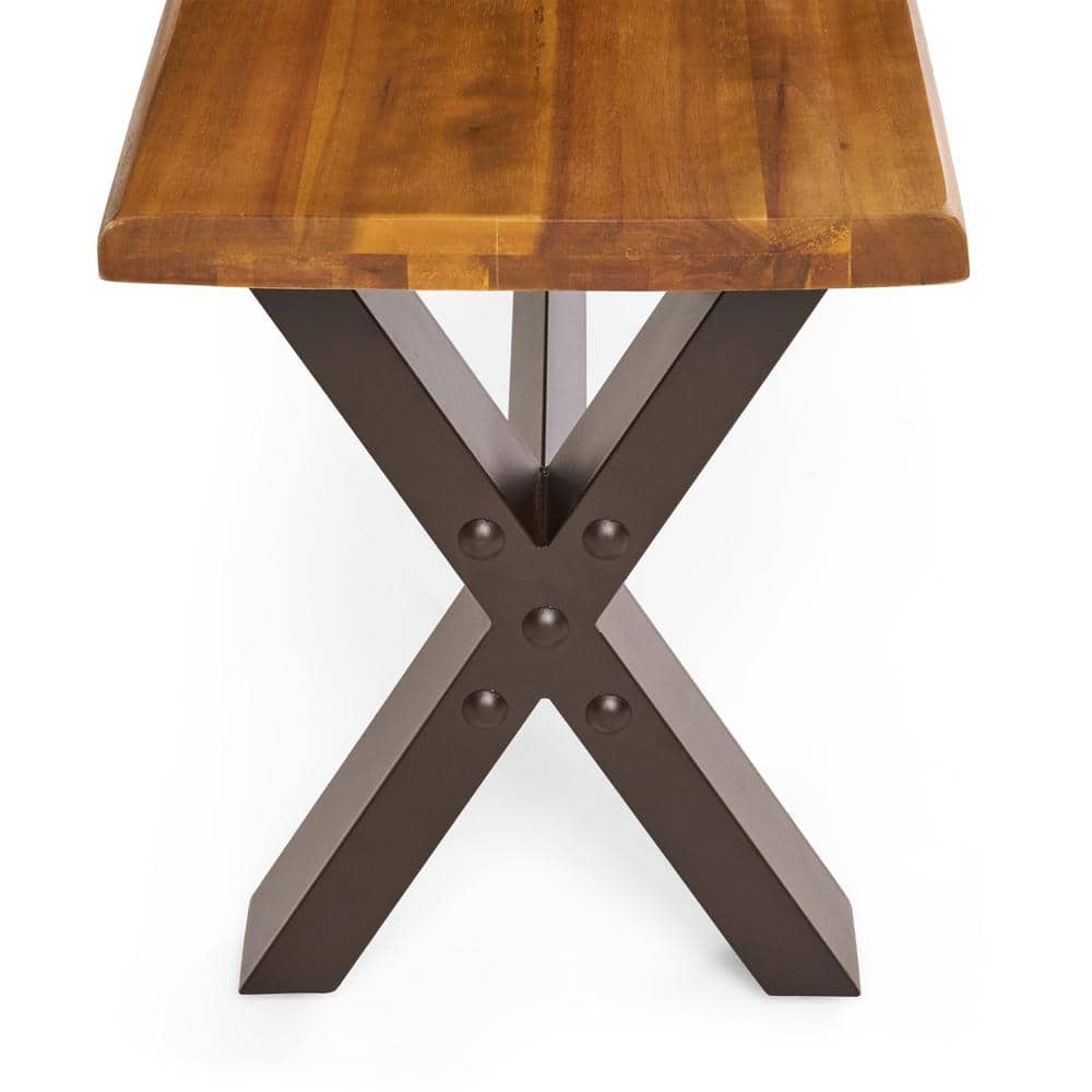 Sustainable Acacia Wood Outdoor Dining Bench in Teak Finish