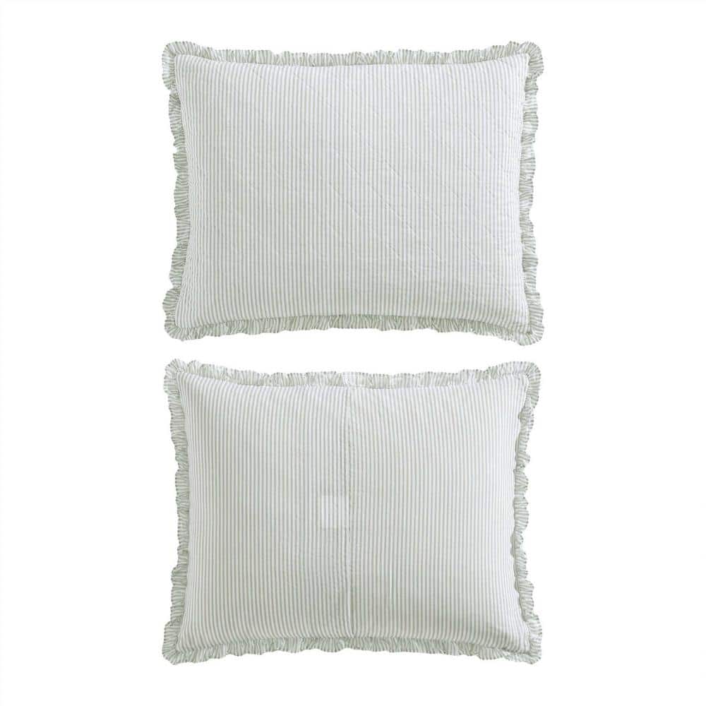 Twin White Cotton Reversible Quilt Set with Frills