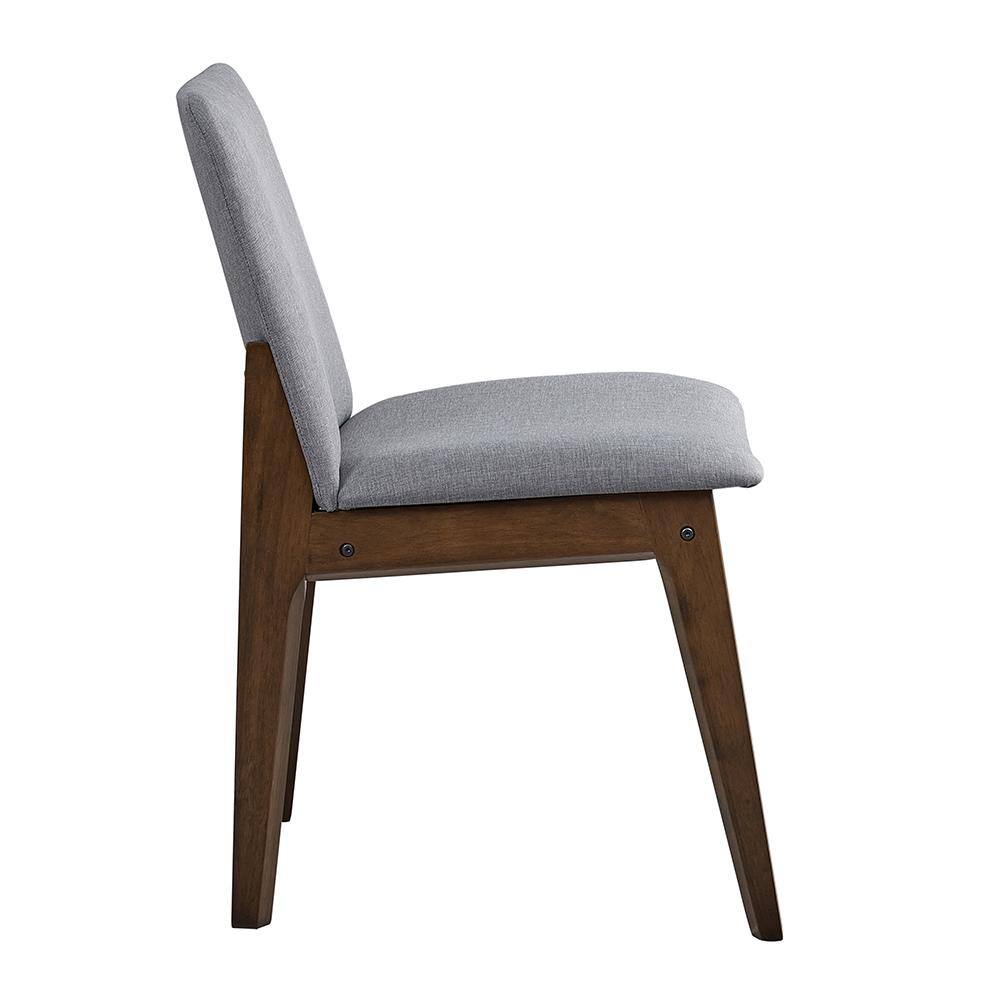 Gray Upholstered Side Chair with Walnut Wood Frame