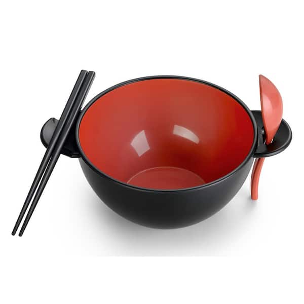 Ozeri Black and Red Earth Ramen Bowl 6-Piece Set RB2-RD - The Home