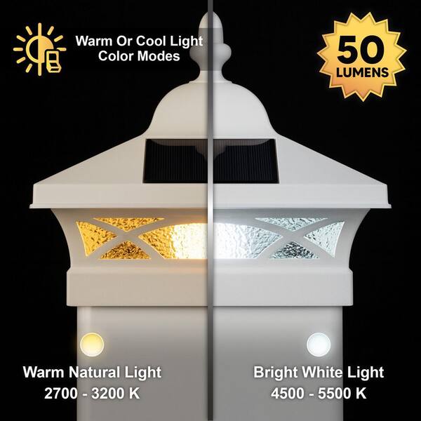 CLASSY CAPS Coventry White Integrated LED 5 x 5 Solar Deck Post