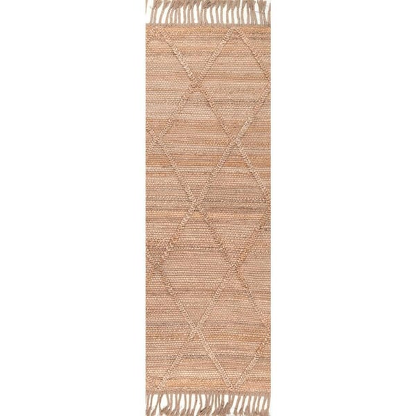 nuLOOM Arienne Jute Trellis Tassel Tan 3 ft. x 8 ft. Runner Rug