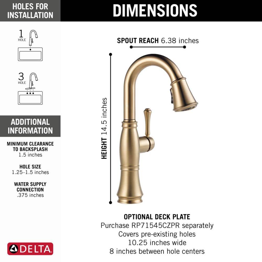Champagne Bronze Pull-Down Bar Faucet with Spray
