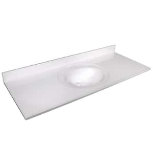 61 in. Single Faucet Hole Cultured Marble Vanity Top with White on White Basin