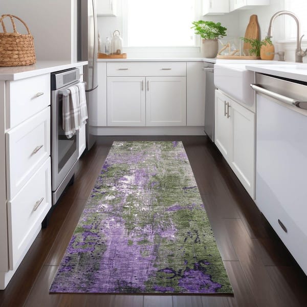 Chantille Machine Washable Indoor/Outdoor Abstract ACN1870 Olive 2 ft. 3 in. x 7 ft. 6 in. Runner Rug