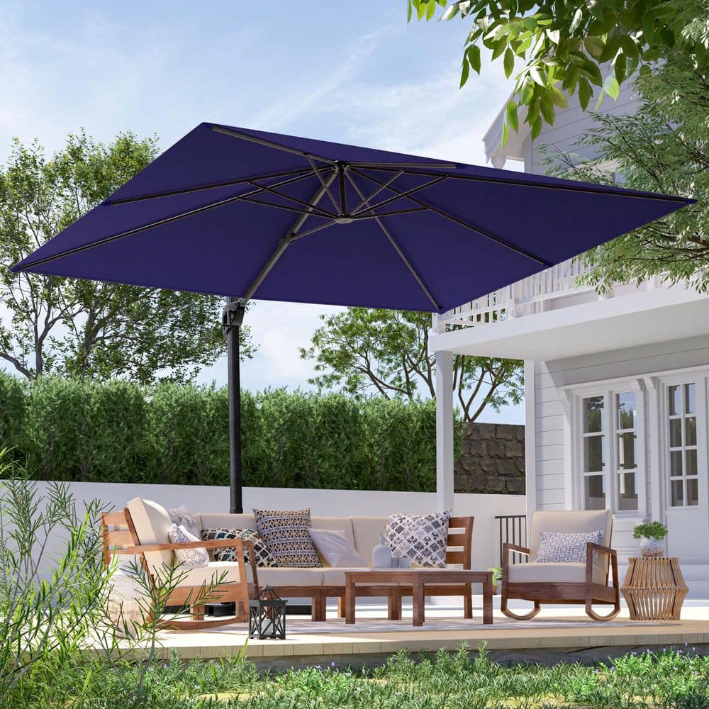 10 x 8 ft. Metal Rectangle Cantilever Patio Umbrella Solution-Dyed Fabric and 360° Rotation System in Navy Blue price history on PriceWatchPro