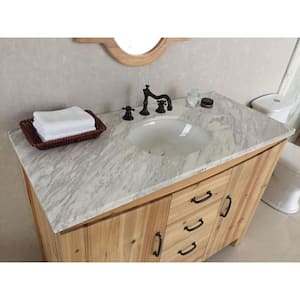 Vista 48 in. W x 22 in. D x 36 in. H Single Vanity in Natural with Marble Vanity Top in Jazz White with White Basin