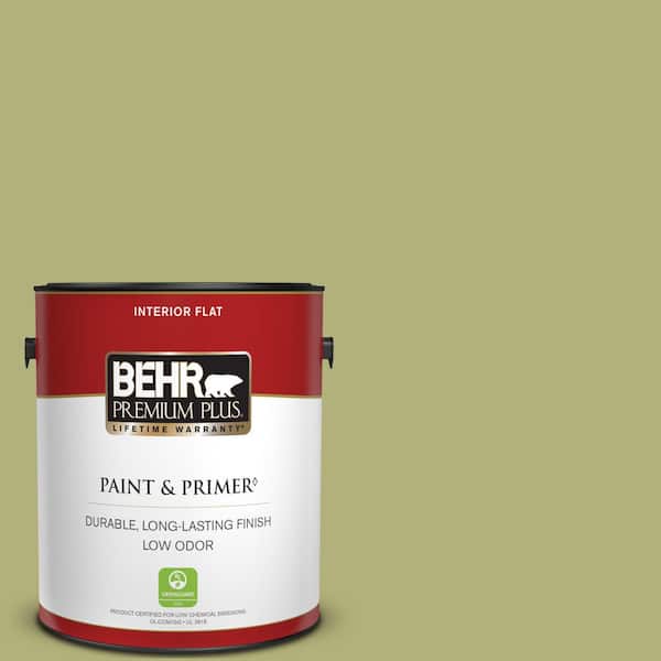 BEHR PREMIUM PLUS 1 gal. #M340-5 Fresh Artichoke Flat Low Odor Interior Paint & Primer