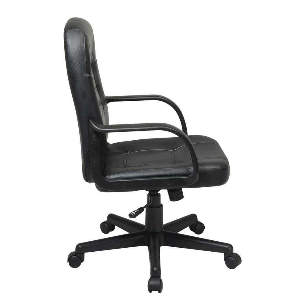 Black Leather Swivel Executive Chair with Plastic Base