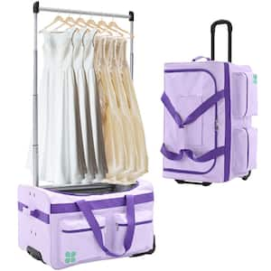 Rolling Garment Bag 14 in. W x 27 in. D x 18 in. H Dance Bag w/Rack and Changing Station Outdoor Storage Cabinet, Purple