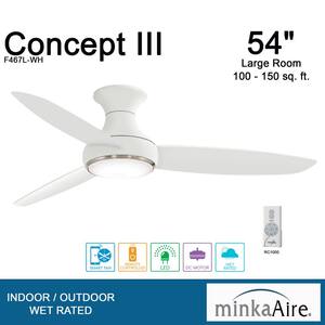 Concept III 54 in. LED Indoor/Outdoor White Smart Ceiling Fan with Light and Remote Control