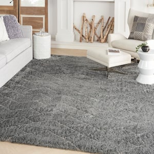Dreamy Shag Grey 8 ft. x 10 ft. Abstract Contemporary Area Rug