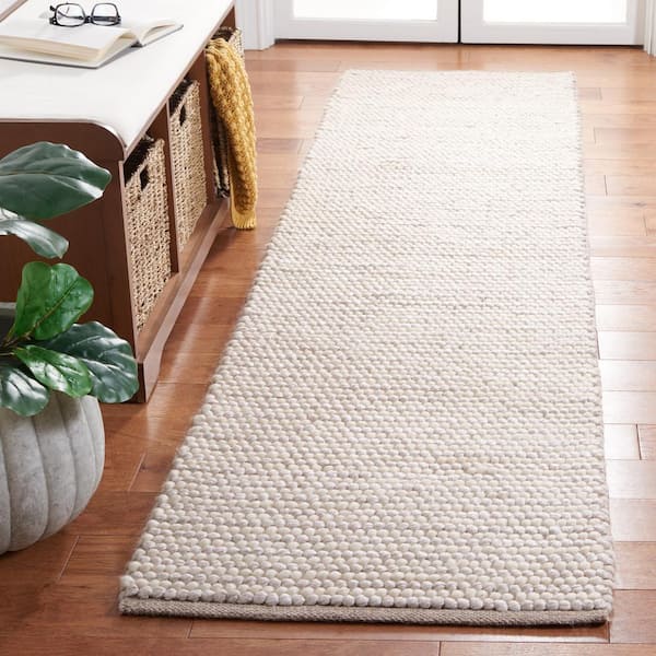Martha Stewart Ivory/Beige 2 ft. x 9 ft. Basket Striped Runner Rug