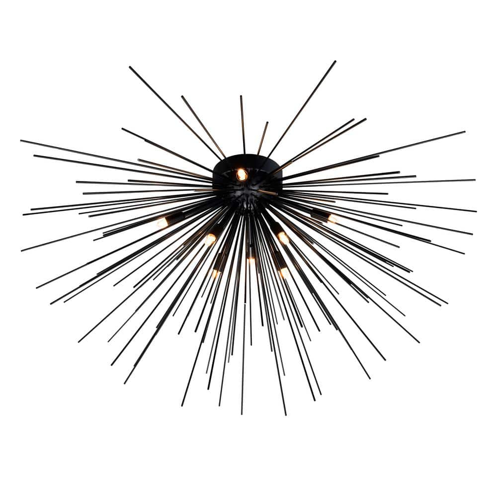 Modern Starburst Black LED Flush Mount Light 40"