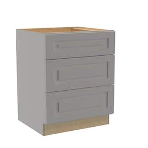 Grayson Pearl Gray Painted Plywood Shaker Assembled Base Drawer Kitchen Cabinet 27 W in. 24 D in. 34.5 in. H