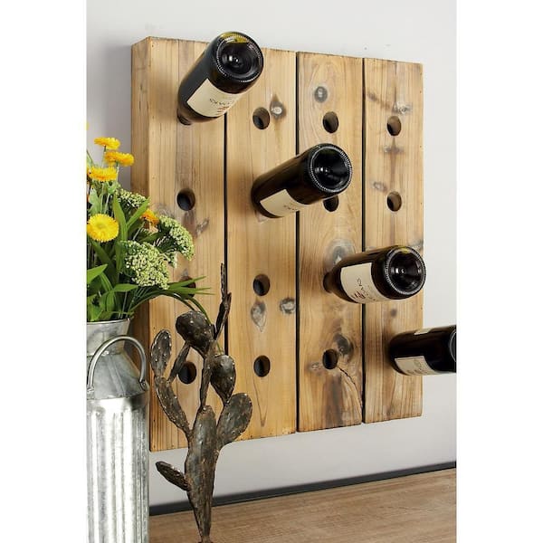 Litton Lane 16- Bottle Brown Wall Wine Rack