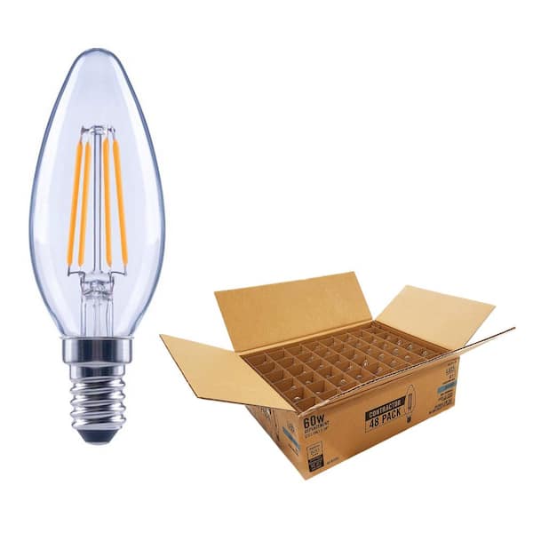 EcoSmart 60-Watt Equivalent B11 Glass Filament Non Dim CEC Title 20 Contractor Pro Pack LED Light Bulb Daylight 5000K (48-Pack)